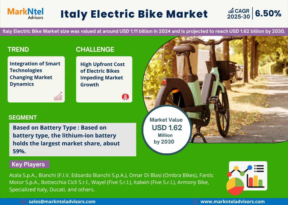 Infographic showing Italy Electric Bike Market Statstics